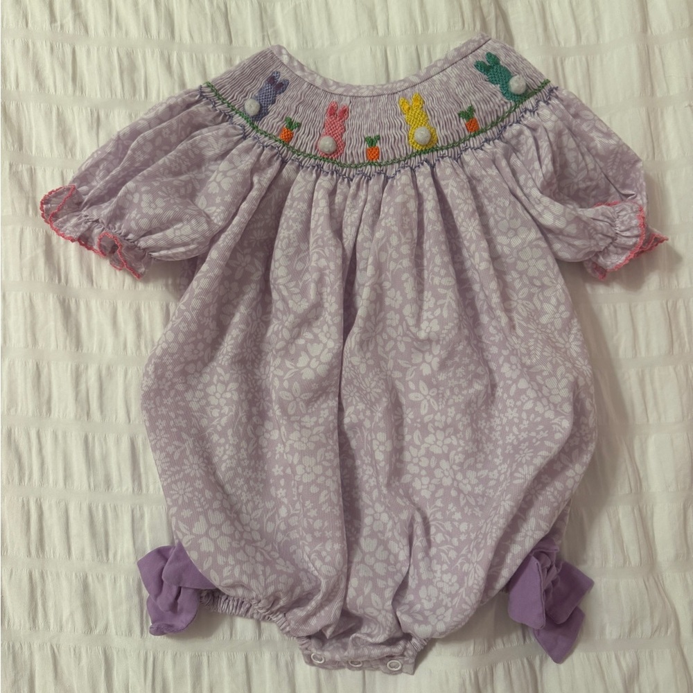 Adorable Lavender Peep Bunny Baby Smock
